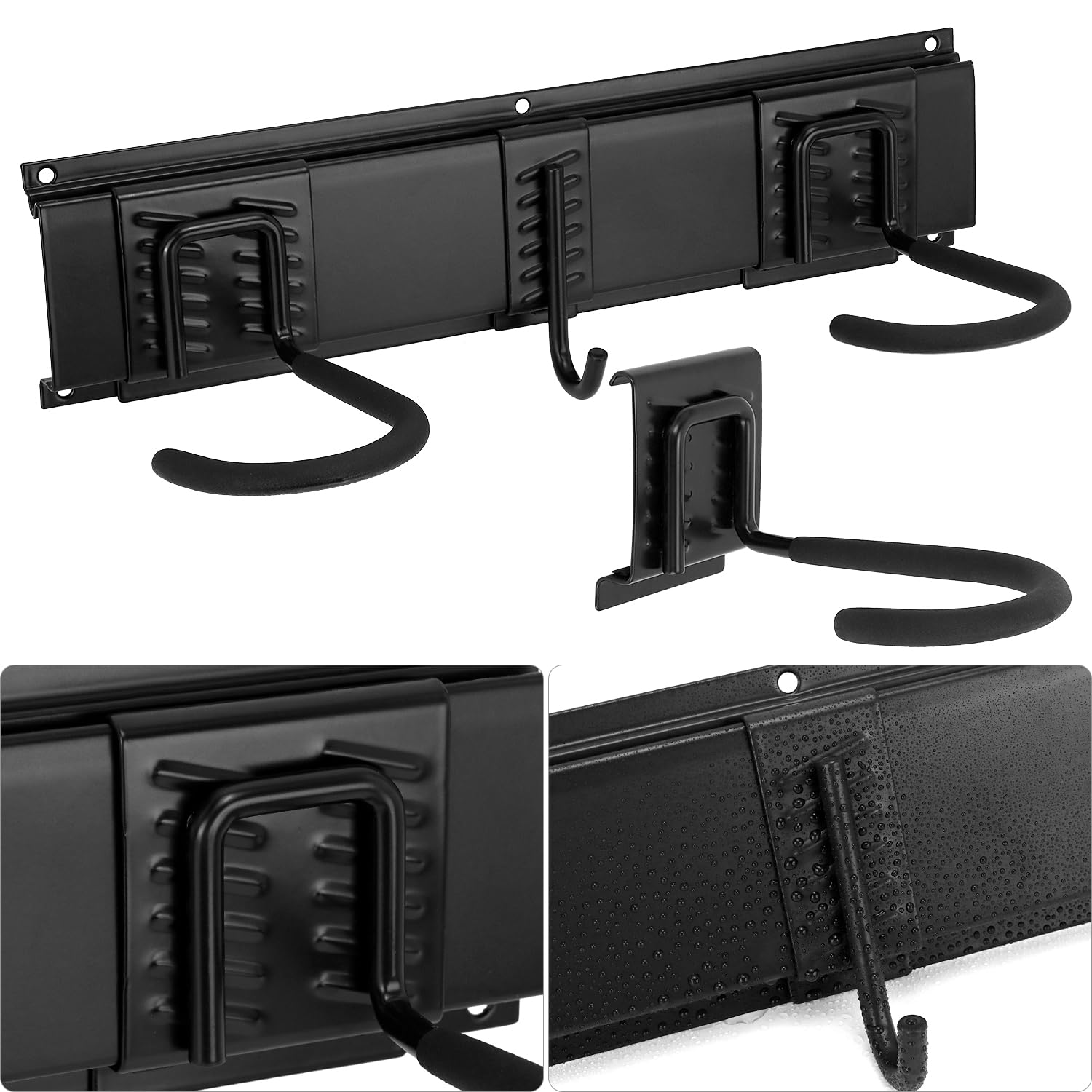QWORK® Support mural pour vélo, porte velo mural réglable pour 6 vélos et 3 casques, pour garage, maison