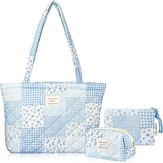Tallew 3 Pcs Floral Quilted Bag Set for Women Patchwork Cotton Shoulder ...