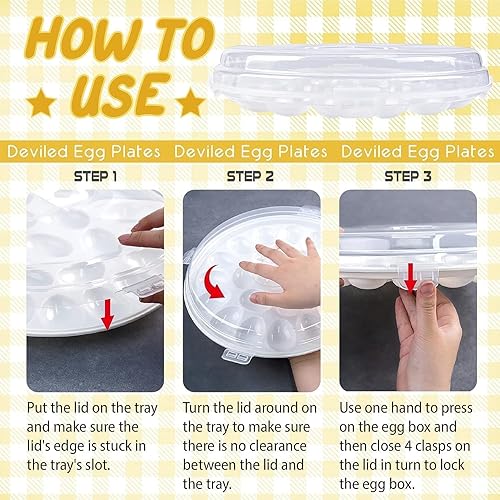 Miniatura 2 de HANSGO Recipientes para huevos con tapa, bandejas portadoras de huevos con 22 ranuras para fiestas navideñas y cocina en casa, color blanco