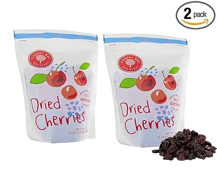 Cherry Bay Orchards - Dried Montmorency Tart Cherries - Pack of Two 24oz Bags (Total 48oz, 3LB) - 100% Domestic, Natural, Kosher Certified, Gluten-Free, and GMO Free - Packed in a Resealable Pouch
