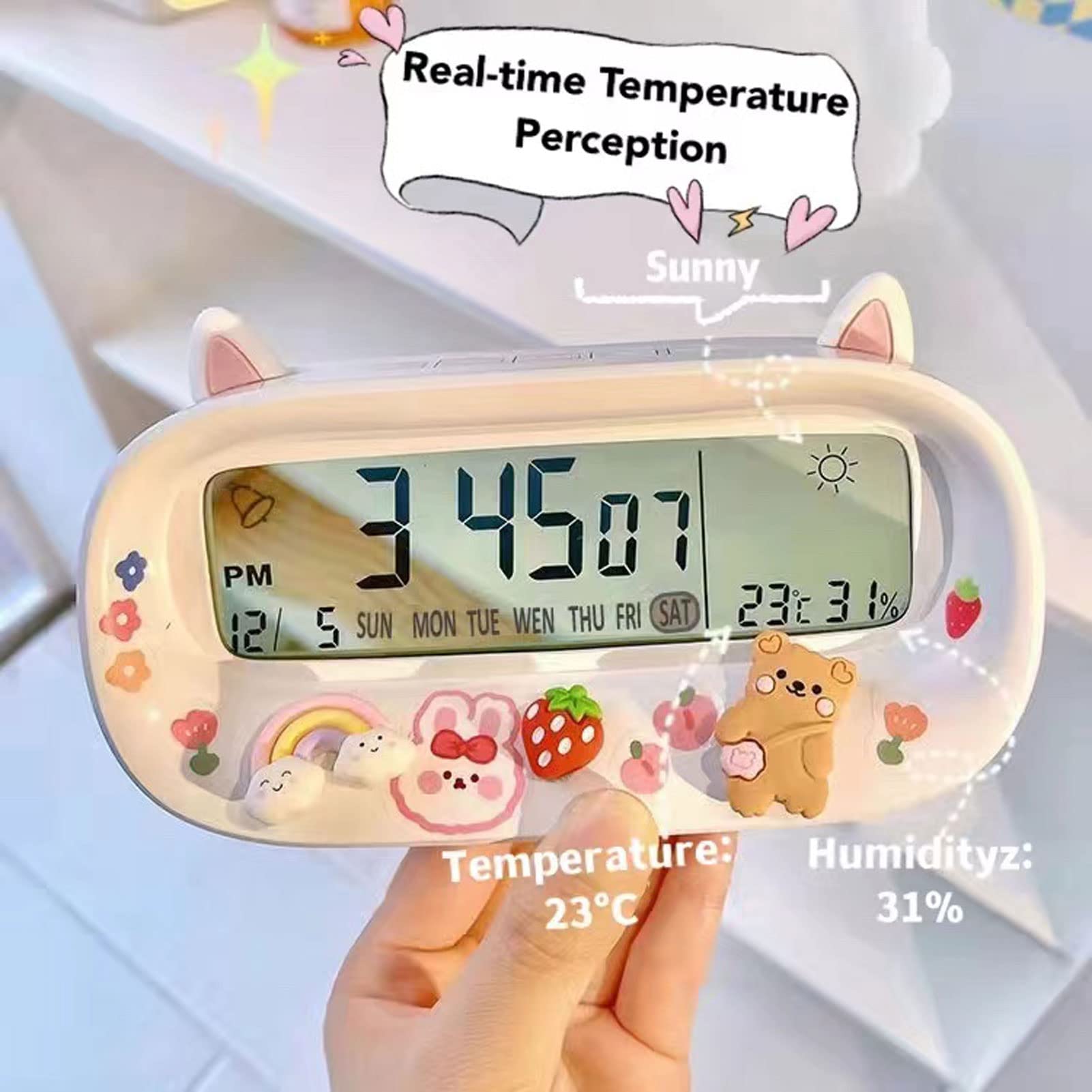 senri Kids Alarm Clock with Snooze, Digital Alarm Clock for Girls Boys, Temperature Display Student Digital Clock Simply Design for Living Room, Bedroom, Bedside, Desk, Gift Clock for Children