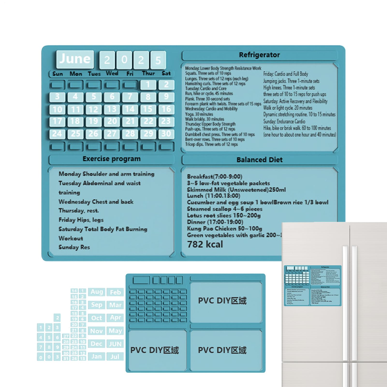 Calendario Magnetico Per Frigo | Pianificatore Di Programma Di Esercizio - Organizzatore Mensile Multiuso Frigo Attività Fisica Tabella Compiti Lista Gare e Pianificazione Allenamento