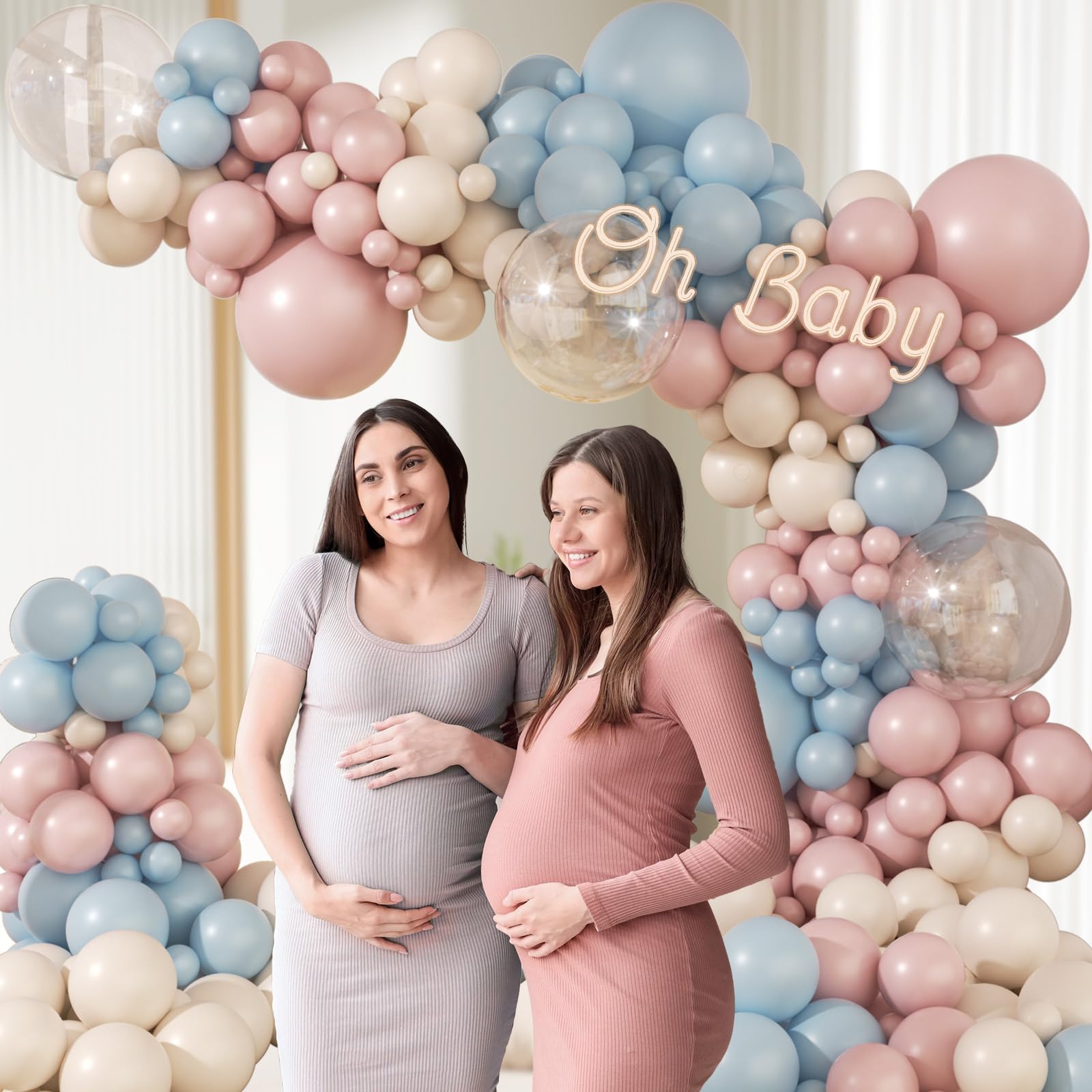 130pcs Gender Reveal Balloon Arch Kit with Pink Blue Sand White Balloons