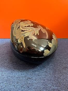 1439 蒔絵　雲龍図　貝型　蓋物　工芸品 1439 蒔絵雲龍図貝型蓋物工芸品