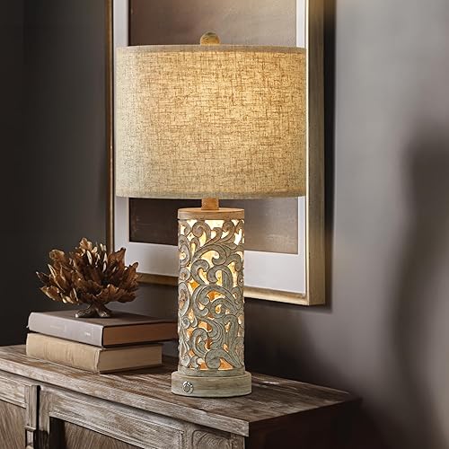 Miniatura 5 de OYEARS Lámpara de mesa regulable de 3 vías de 22 pulgadas USB A+C con control táctil con luz nocturna para sala de estar, dormitorio, casa de campo,