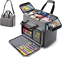 MYBAGZING Large Grey Knitting Bag - Tangle-Free Yarn Storage Organizer for Crochet Hooks, Needles, Accessories & Multiple Projects