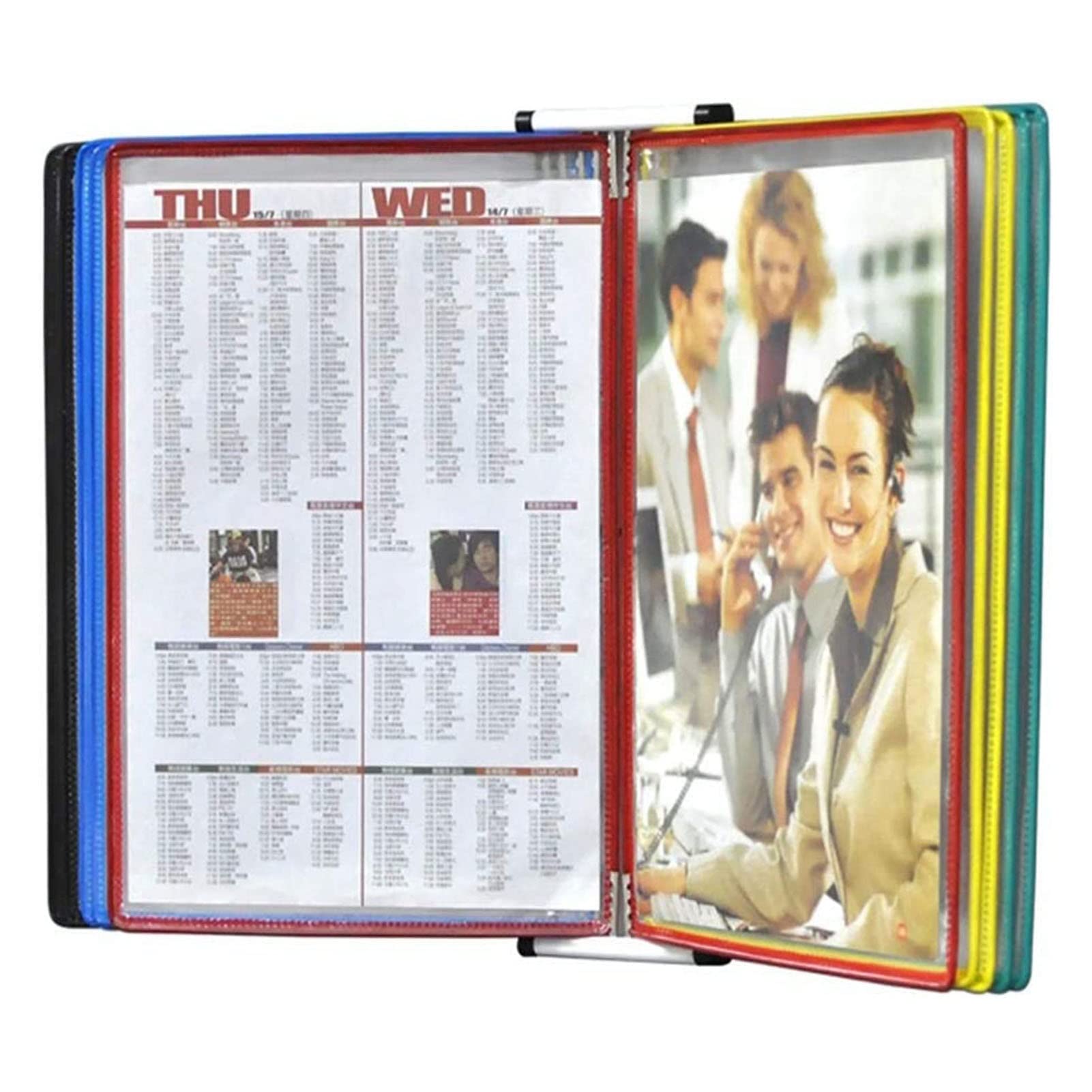 MYUYEE Wall Reference Organizer - Wall Mount Reference Organizer, 10 Display Pockets, A4 Flip File Holder, Letter-Size, For Storing And Displaying Documents, Colored Pockets