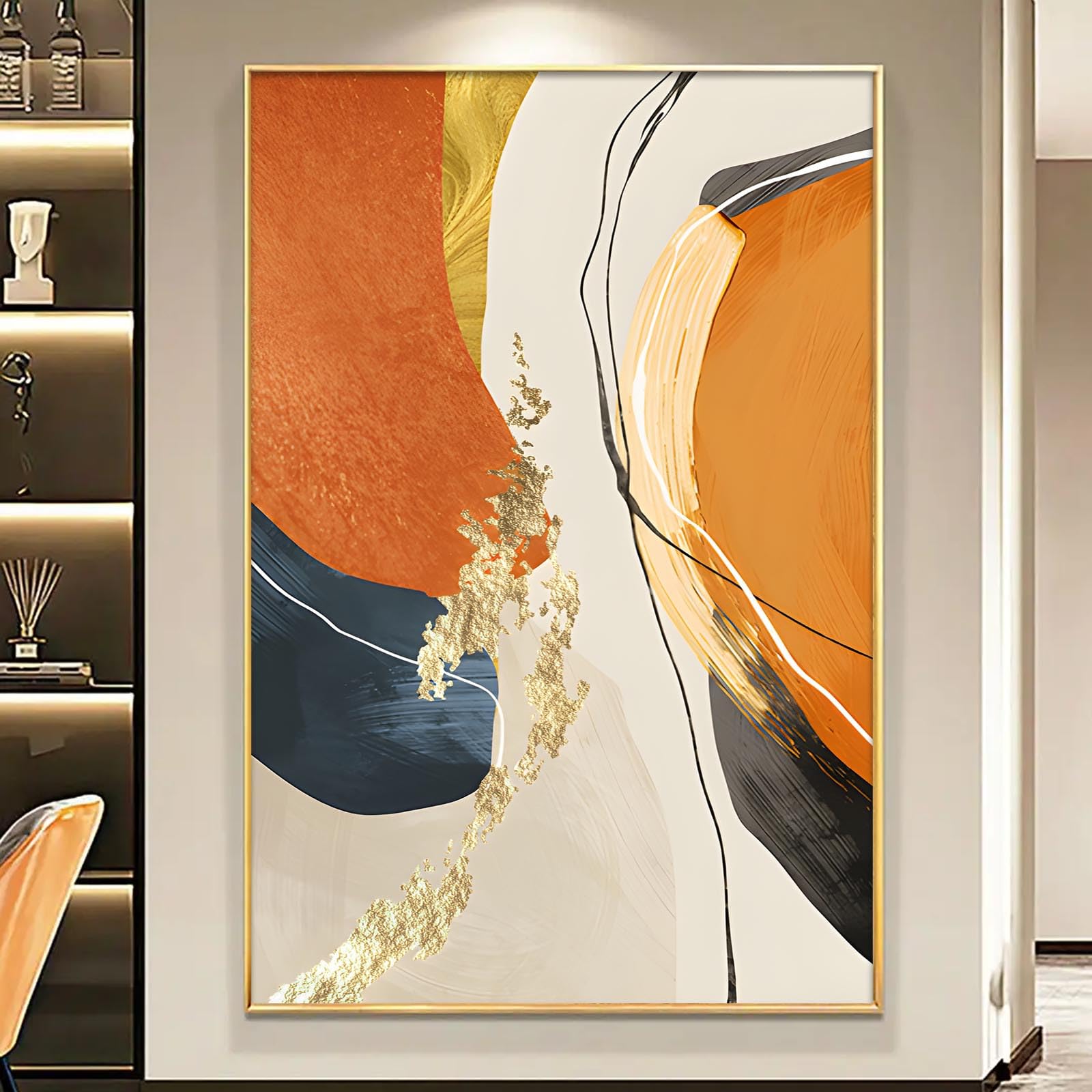 Amazon.co.jp: オレンジ抽象キャンバスウォールアート モダンオレンジ