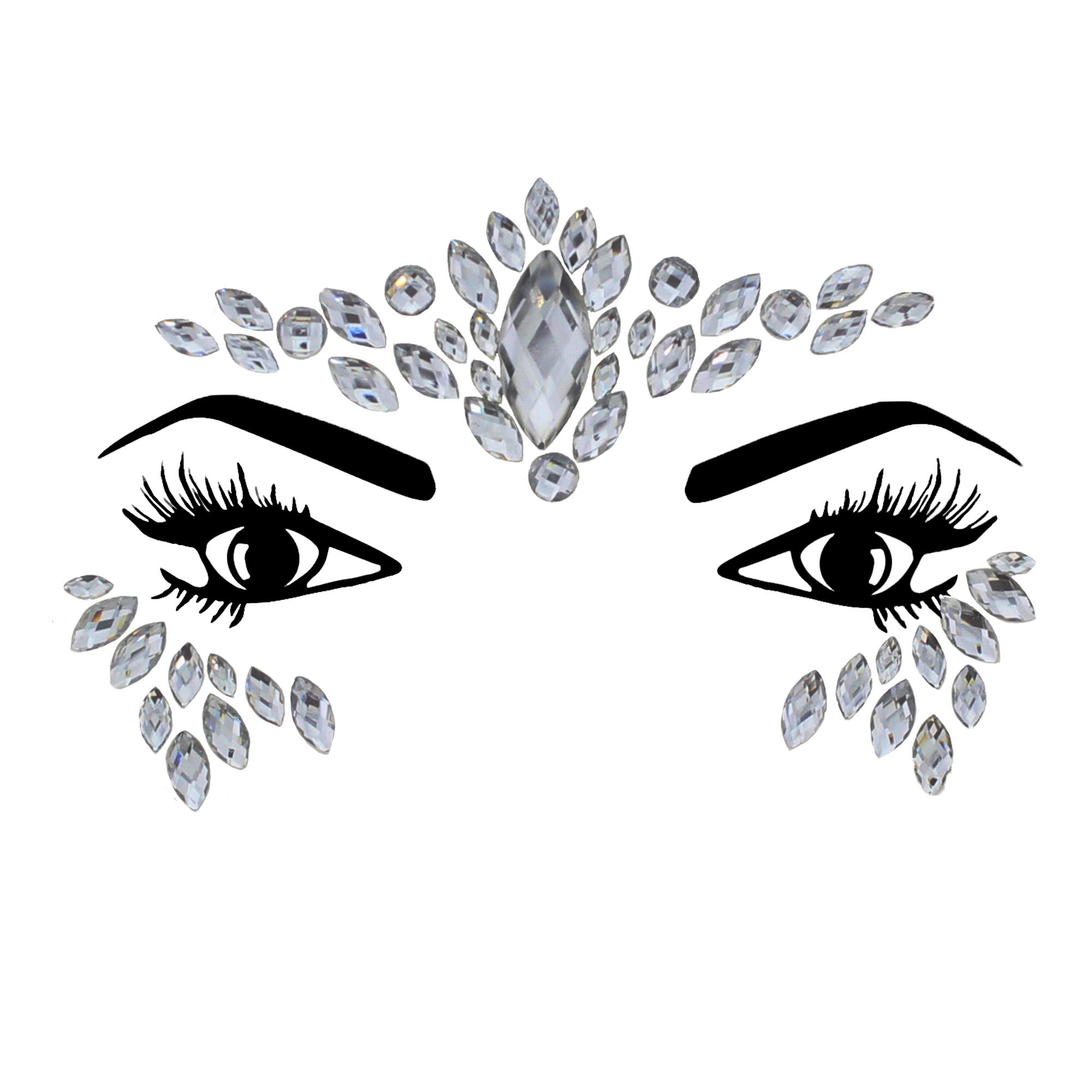 Zac's Alter Ego Women's Style B Clear Crystal Crystal Stone Face Gems/Jewels - Summer Festival Body Art Unicorn Mermaid Bindi Rave Bohemian Party
