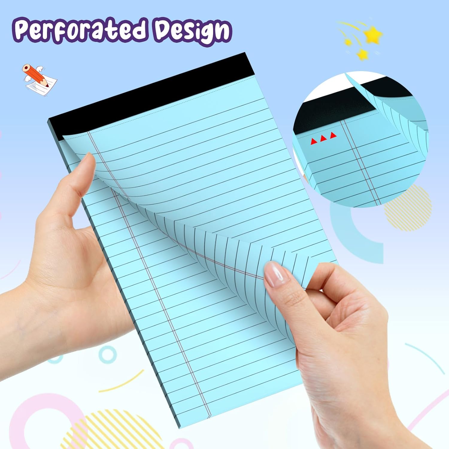 6 pcs Note Pads Legal Pads 5x8, Notebook College Ruled, Colored Legal Notepads, 6 Pack Micro Perforated Writing Pads, Lined Paper Pads, Pad of Paper for Office Home School, 30 Sheets/Pack - Image 5
