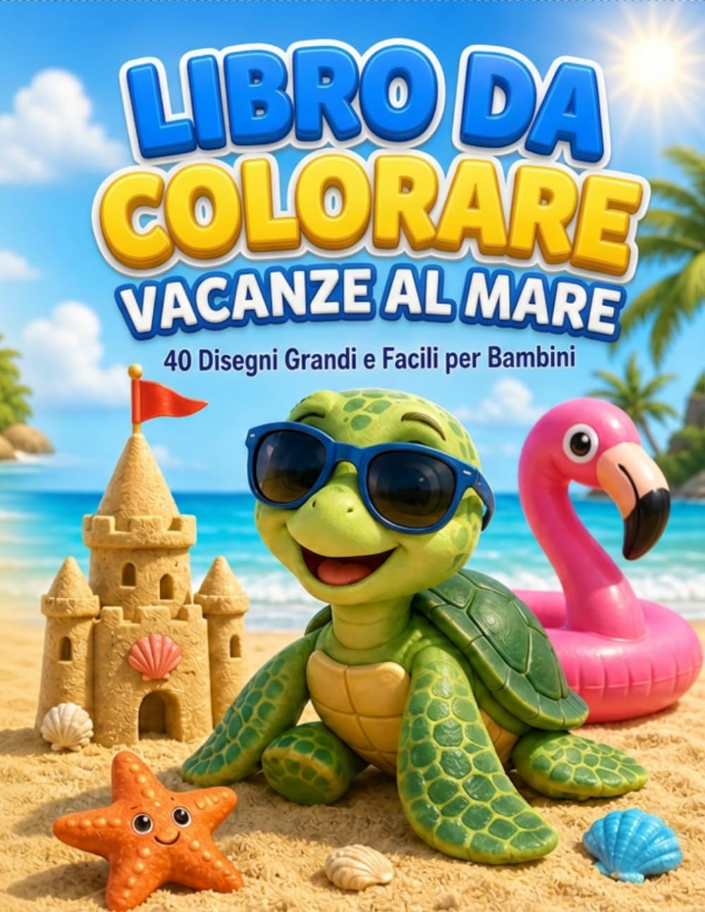 Libro da Colorire Vacanze al Mare: 40 Disegni Marini Semplici e Divertenti per Bambini dai 3 ai 7 Anni