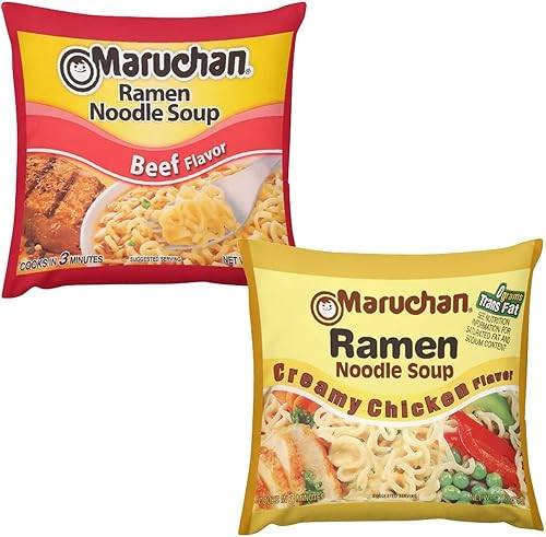 MKONY Ramen - Fundas de almohada de sopa de fideos instantáneos, divertida funda de almohada para decoración del hogar para dormitorio, sofá, 18 x