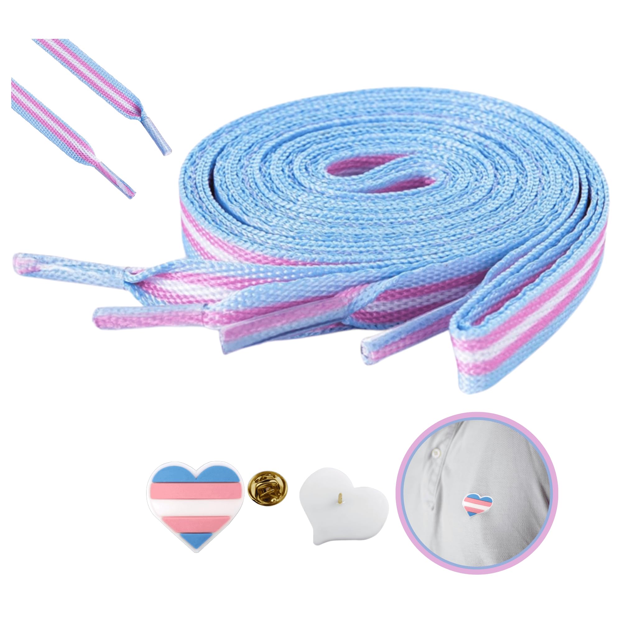 Shoelaces with Heart Pin for Sneakers, Boots, Shoes and More - LGBTQ and Gay, Pansexual, Lesbian, Bisexual Laces for Parades