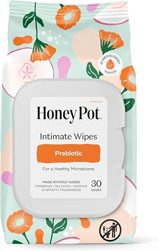 The Honey Pot Company - Prebiotic Feminine Wipes - Daily PH Balancing, Fragrance & Sulfate Free Wipes for Intimate Parts, Body, or Face - Hygiene Products - 30 ct.