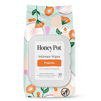 The Honey Pot Company - Feminine Wipes - Prebiotic - Herbal Infused w/Aloe Vera, Apple Cider Vinegar, Probiotics - pH Balanced - Feminine Care for Sensitive Skin - Cleansing Wipes for Women - 30ct