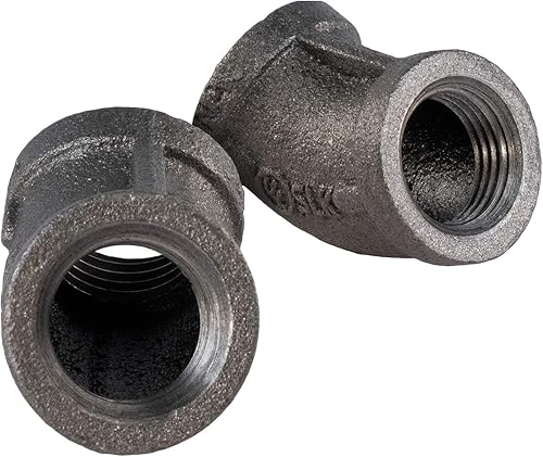 Miniatura 2 de Everflow Suministra BMFF0212 2-12 "Codo de hierro maleable de 45 grados para altas presiones con rosca hembra conecta y acabado negro