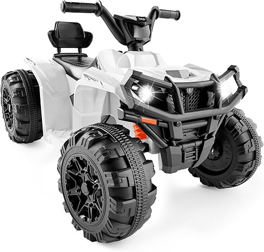 Best Choice Products 12V Kids Ride-On Electric ATV, 4-Wheeler Quad Car Toy w/Bluetooth Audio, 2.4mph Max Speed, Treaded Tires, LED Headlights, Radio - White