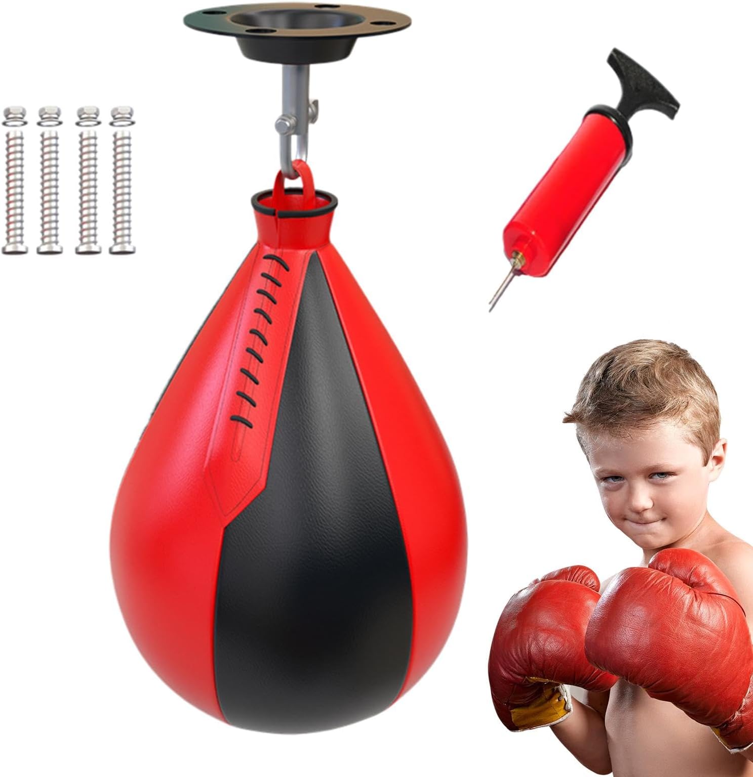 Speedbag Boxing Set | Pear Shaped Training - Reusable Boxing Slip Bag, Portable Boxing Equipment for Home, Gym, Travel