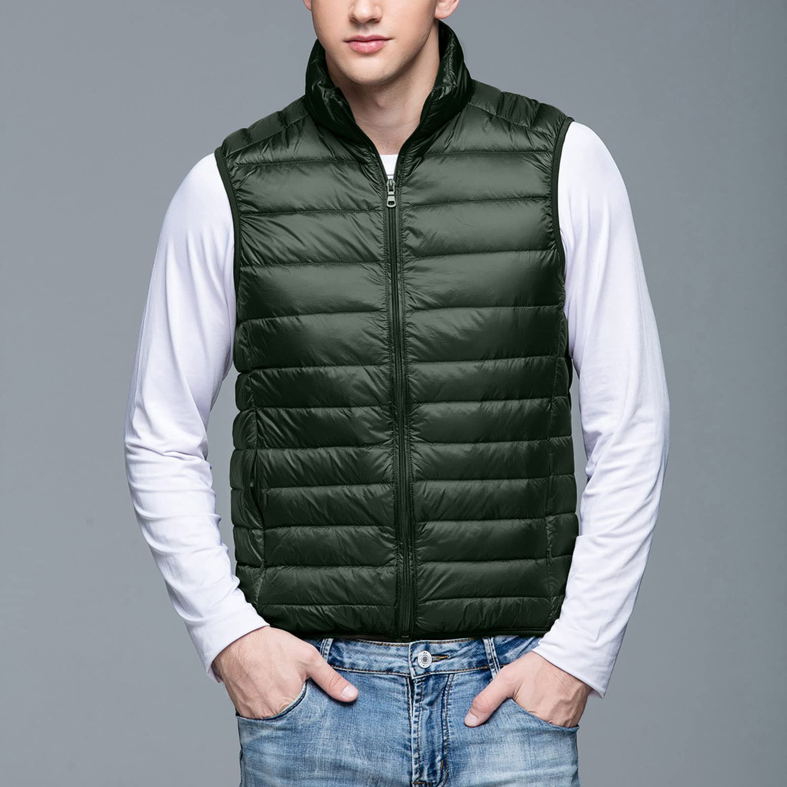 Generisch Chalecos para hombre para exteriores, chaleco acolchado de