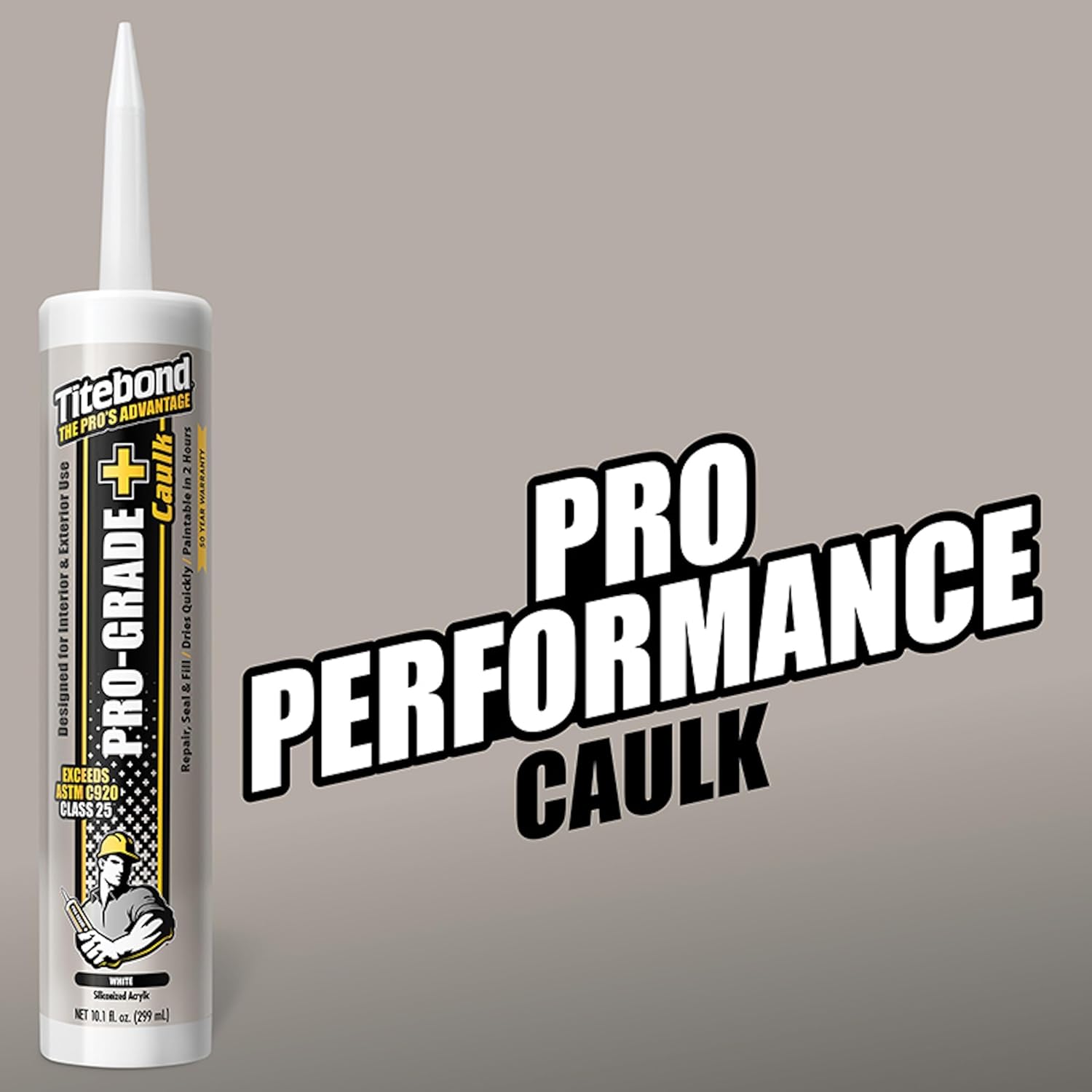 Titebond Pro-Grade Plus Caulk, White 10.1 Oz (12 Pack) – Siliconized Acrylic Latex Sealant for Interior/Exterior, Paintable, Water-Resistant Seal, Multi-Surface Adhesion – 8401