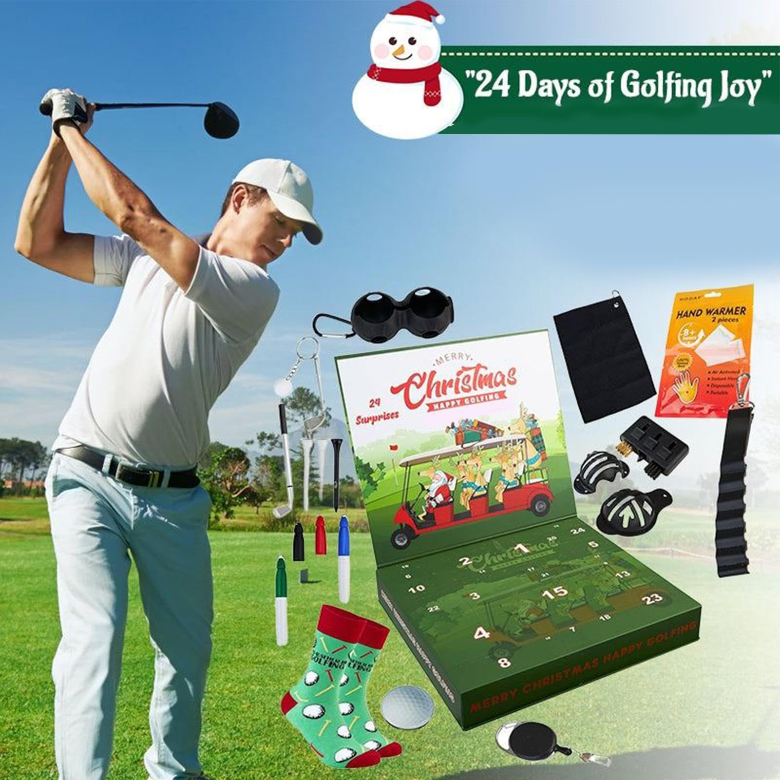 Golf Adventskalender 2025 Golf Dekorationen | Golfbälle Weihnachts Countdown Kalender Für Golfer Männer Innenbereich Büro Wohnzimmer Schlafzimmer Urlaub Geburtstag Party