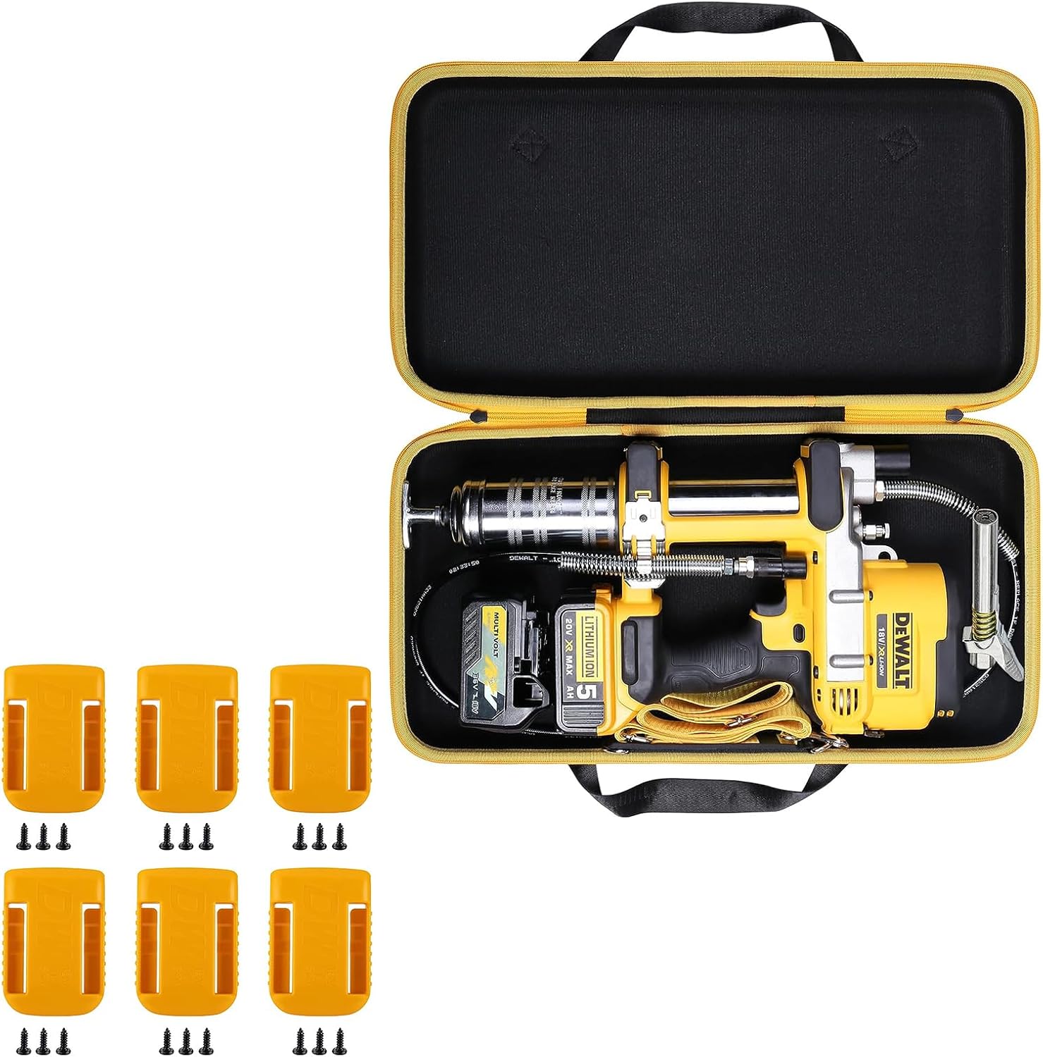 khanka Funda rígida para pistola de grasa Dewalt DCGG571M1DCGG571B + soporte de batería de repuesto para batería Dewalt 20V60V Max XR, capacidad