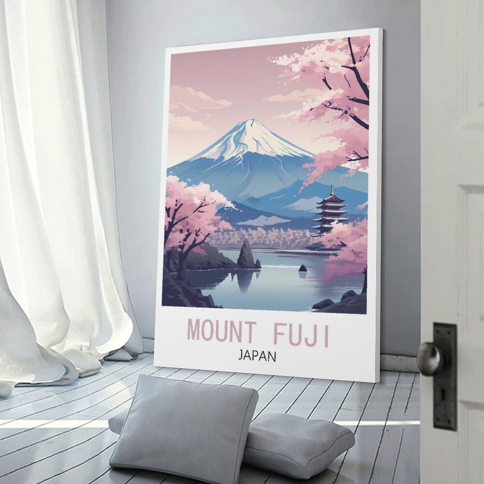 Stampa Su Tela Monte Fuji Giappone - Poster Vintage Da Viaggio 30x45 Cm - Decorazione Parete Moderna