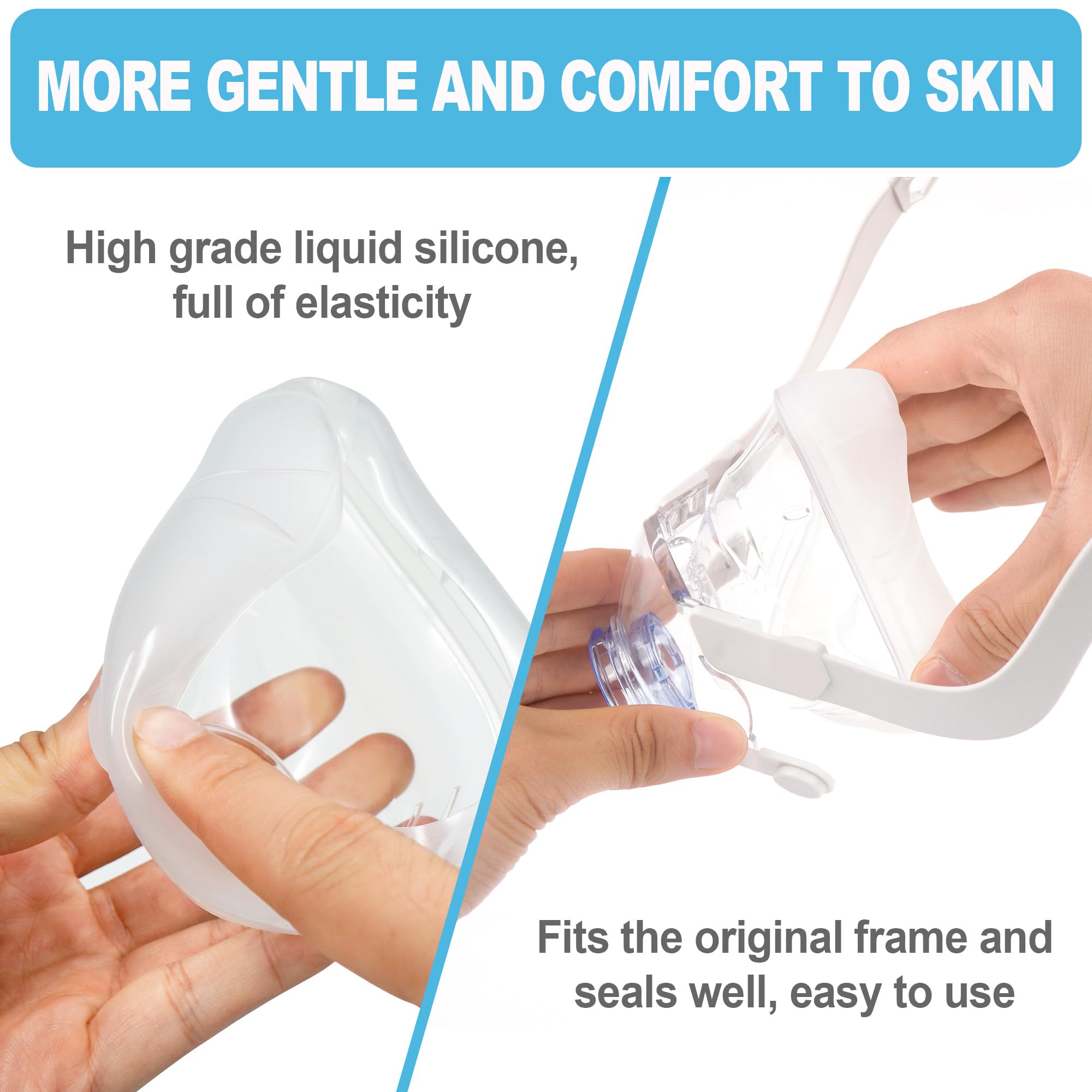 Ensemble amélioré compatible avec Airfit F20 Large bandeau de rechange, joint sécurisé et confort optimisé avec coussin avancé, fournitures de grande valeur par BlessEase (coude non inclus)