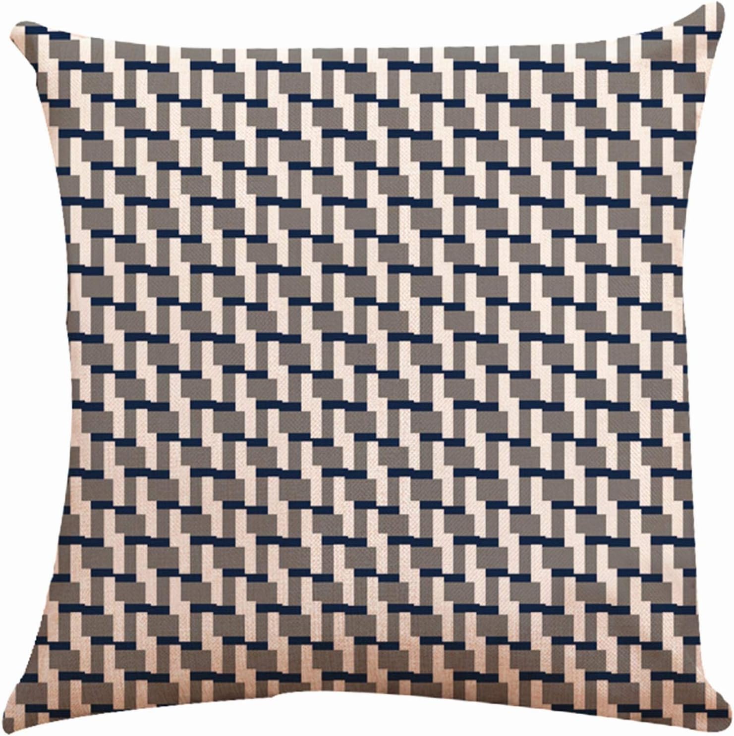 ZUEXT Geometric Throw Pillow Covers 18x18 Inch Double Sided, Set of 4 Cotton Linen Indoor Outdoor Modern Floral Accent Pillow Cushion Cover for Car Sofa Home Decor (Navy Beige Check, Mix & Match)