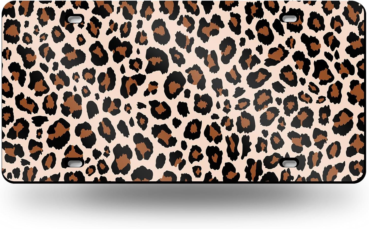 License Plate Leopard Pattern – Front License Plate, Aluminum Decorative License Plates, Minimalist Novelty Vanity Tag, Car Decor Accessory with 4 Holes, 6×12 inch Car Plates Decor