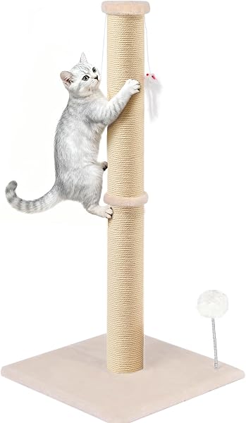 Tall Cat Scratching Post 36 inch Large Cat Scratch Post for Indoor Cats with Natural Sisal Rope 3.4 Inch Diameter Scratc