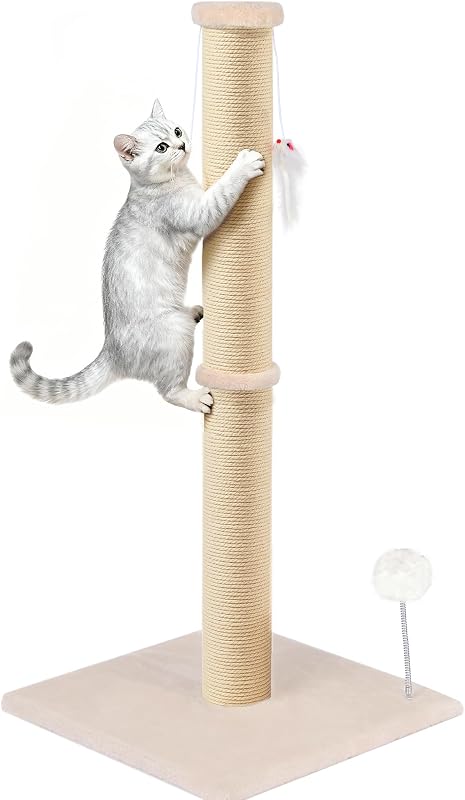 Arranhador para Gatos com Sisal Natural e 91,44 cm de Altura PELUOMOZ, Bege