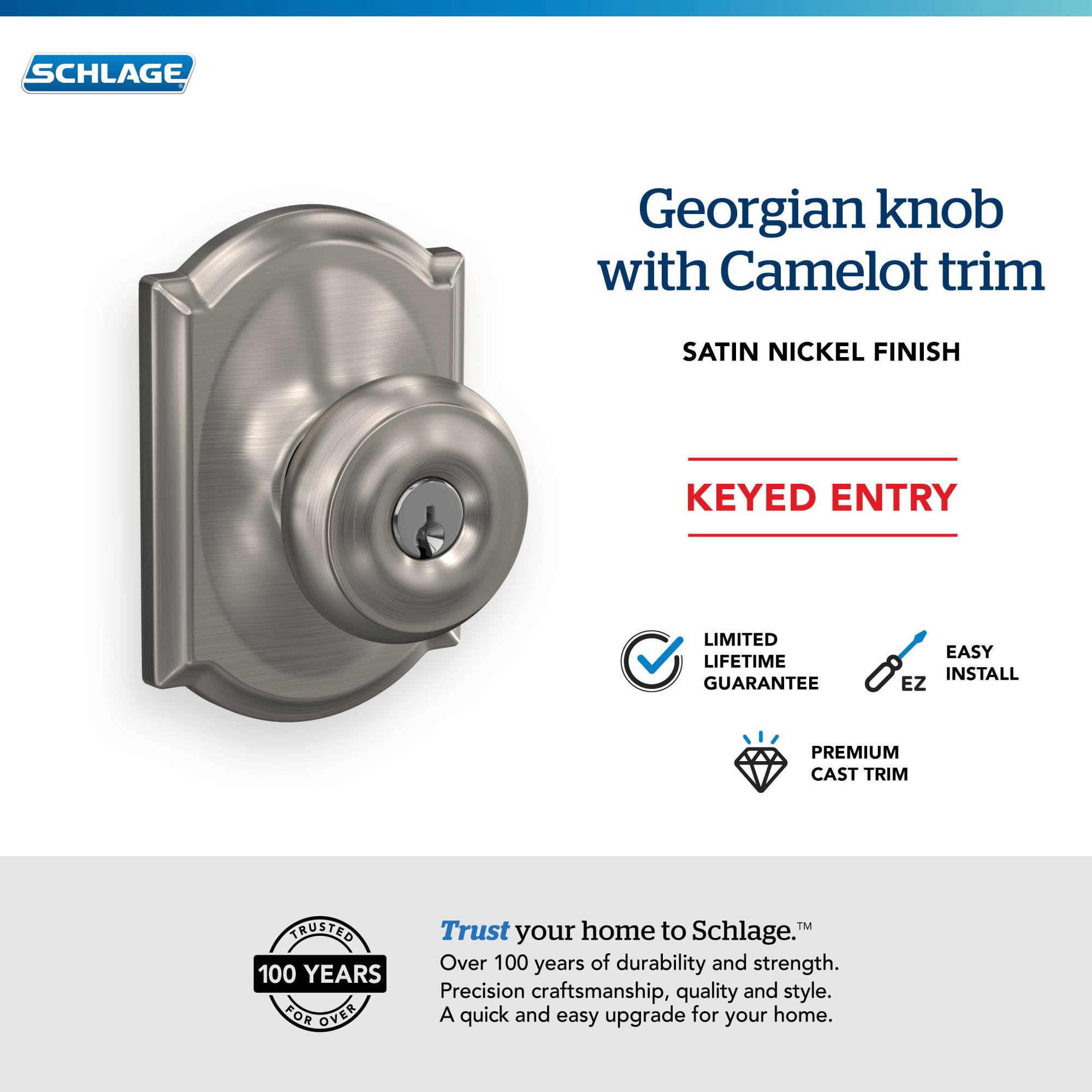 SCHLAGE F51A GEO 619 CAM Georgian Knob with Camelot Trim Keyed
