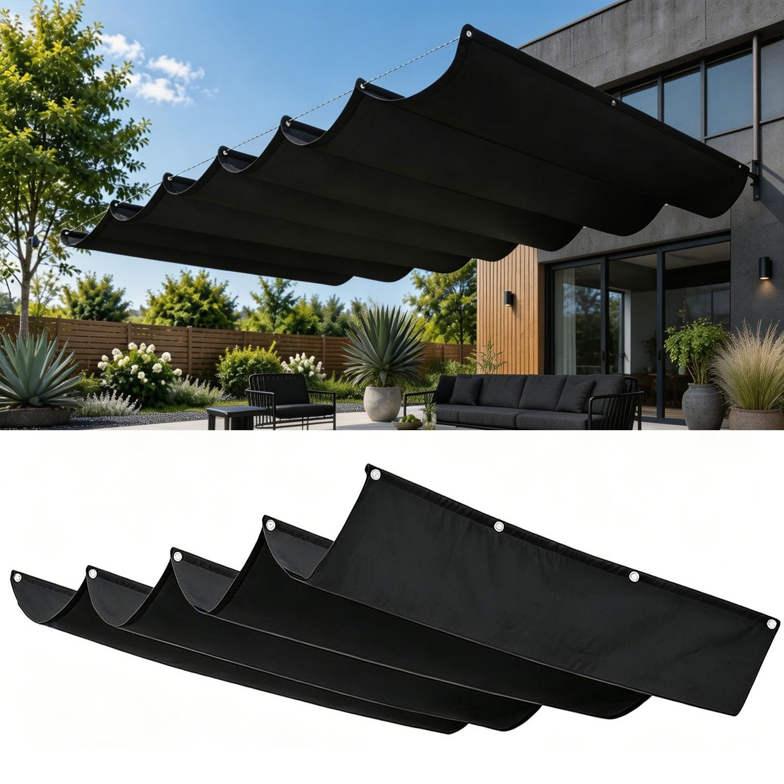 Toldo retráctil con protección UV 98% de alta resistencia al desgarro