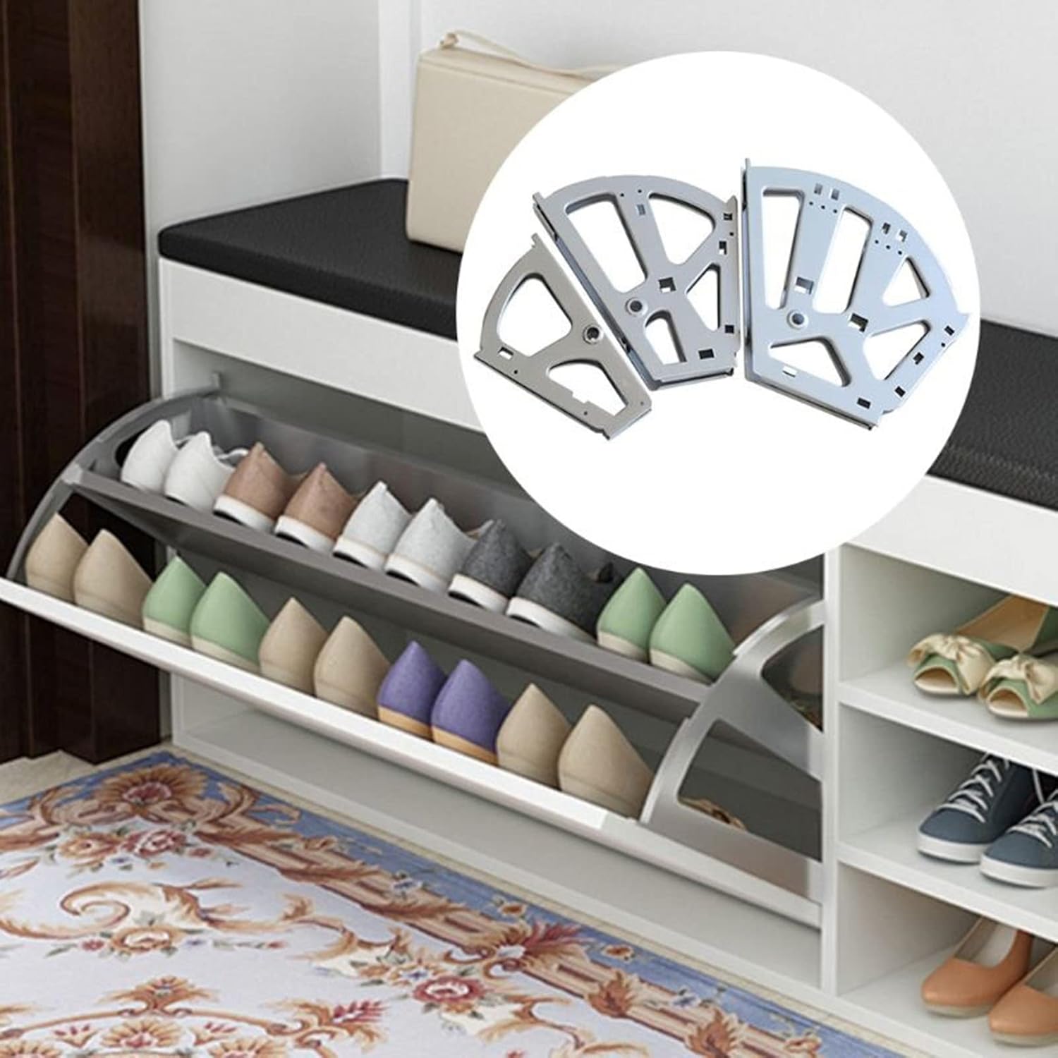 Hinge, Stainless Steel Furniture Hinges, Shoe Drawer Cabinet Hinge Racks, 1/2/3 Layer Household Furniture Hardware Accessories.(3 Layer)