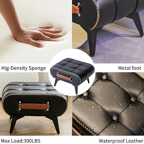 Miniatura 5 de Reposapiés pequeño  Reposapiés de piel sintética elegante y funcional para asientos adicionales en la sala de estar, entrada u oficina