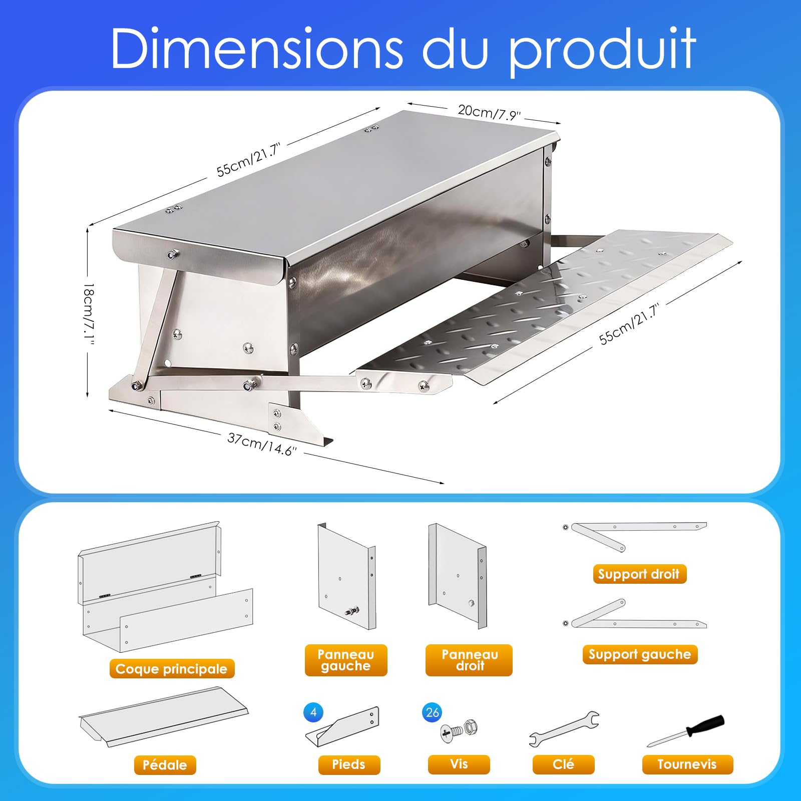 Mangeoire Poules Anti Nuisible, Mangeoire à Poulets Automatique Avec Couvercle Anti-Pluie - Capacité 5kg,Distributeur Graines Poules Exterieur,Pour Faisans,Dindes,Canards,Oies Et Autres Volailles
