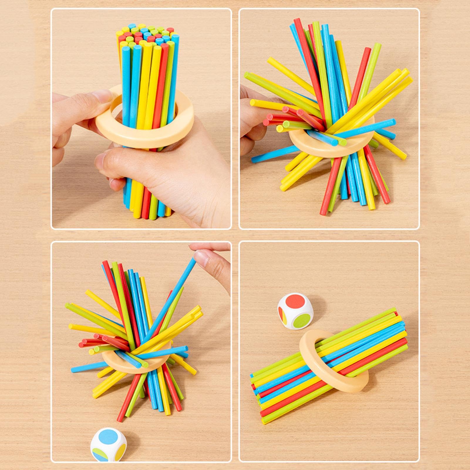 Di Assi In Legno Di Equilibrio Con Bastoncini Impilabili | Attività Interattiva Per Allenare Pazienza Pensiero Logico Riconoscimento Colori
