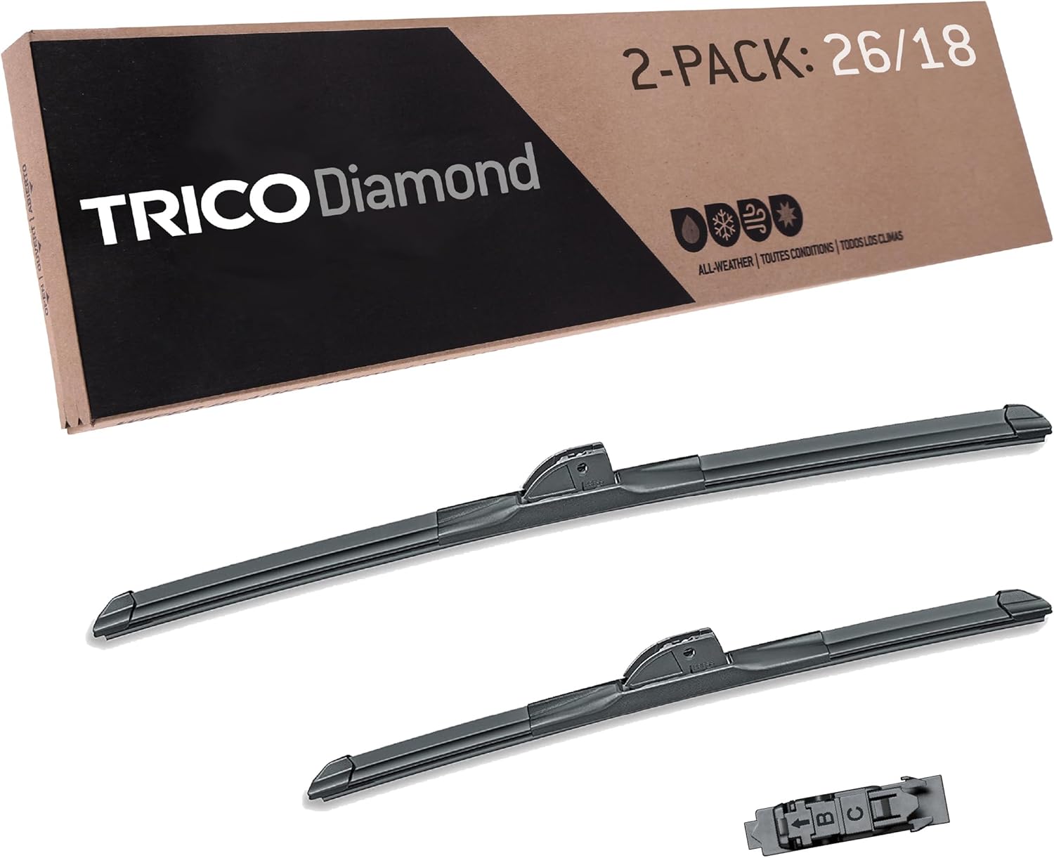TRICO Diamond™ (25-2618) 26 Inch & 18 inch pack of 2 High Performance Automotive Replacement Windshield Wiper Blades For My Car Super Premium All Weather Beam Blade for Select Vehicle Models
