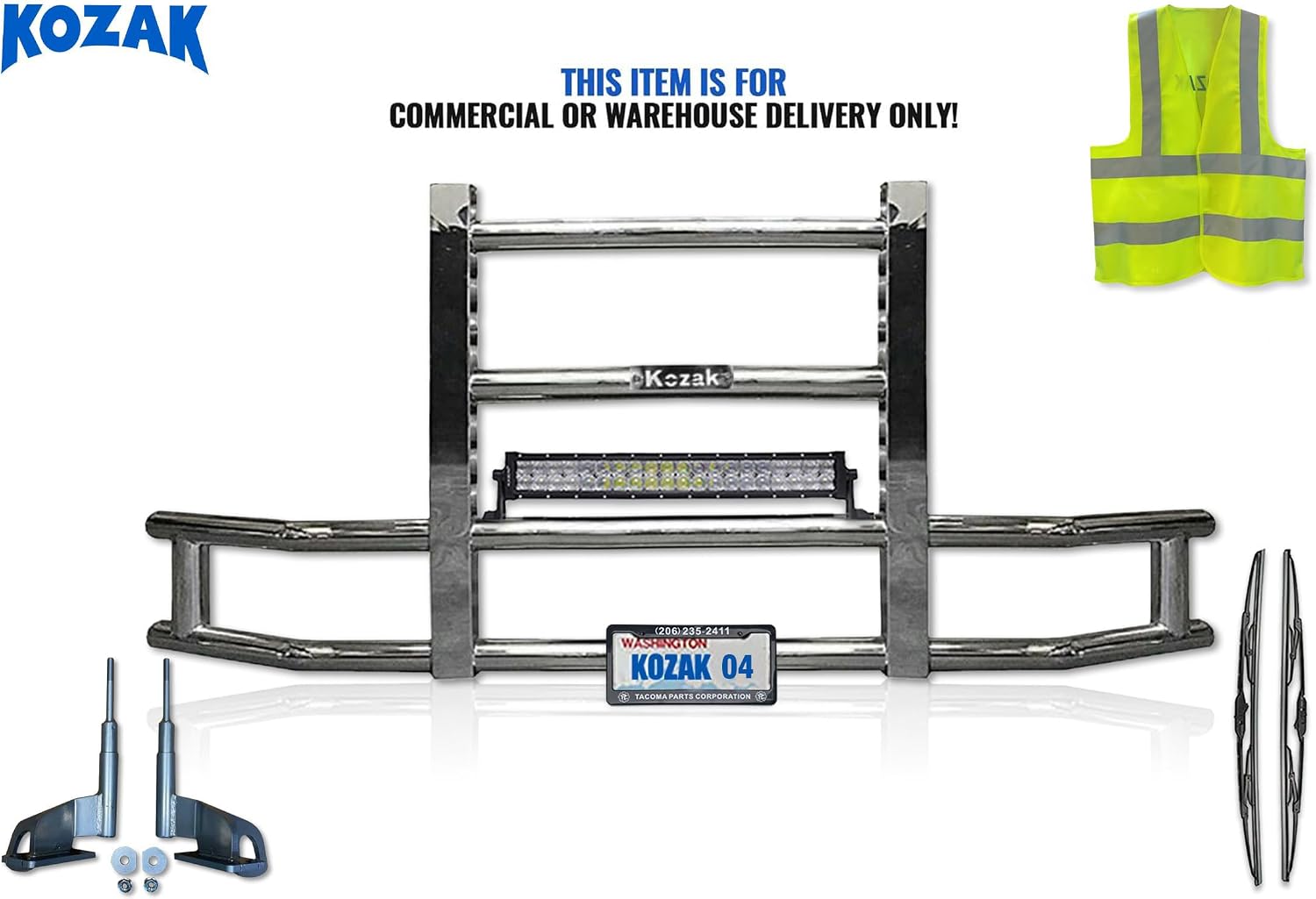 Compatible with Freightliner Cascadia 2008-2017 Front Grille Deer Guard for Semi Truck (92"x43") + Bracket