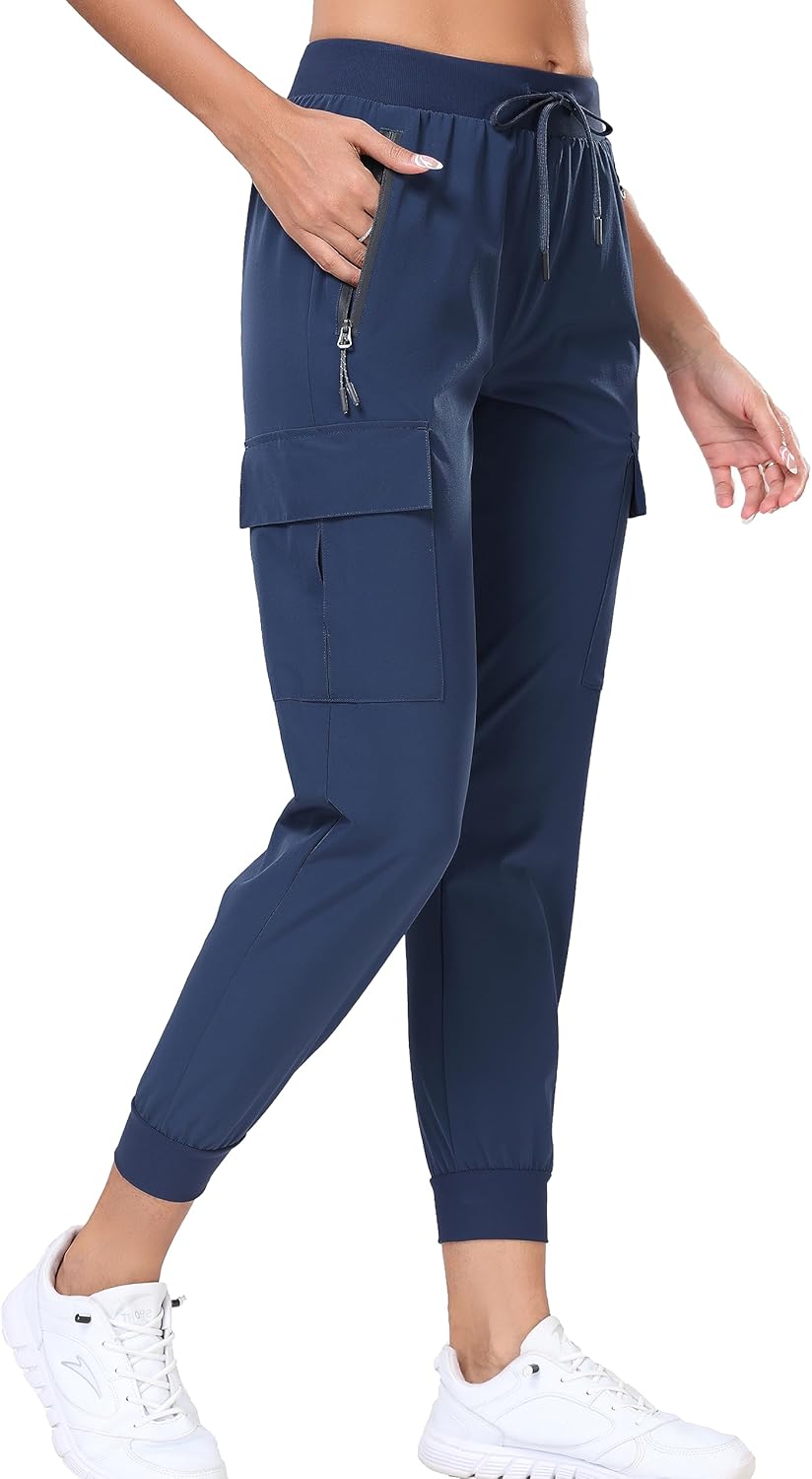 Oalka Women's Cargo Hiking Pants Lightweight Travel Pockets Joggers Quick Dry