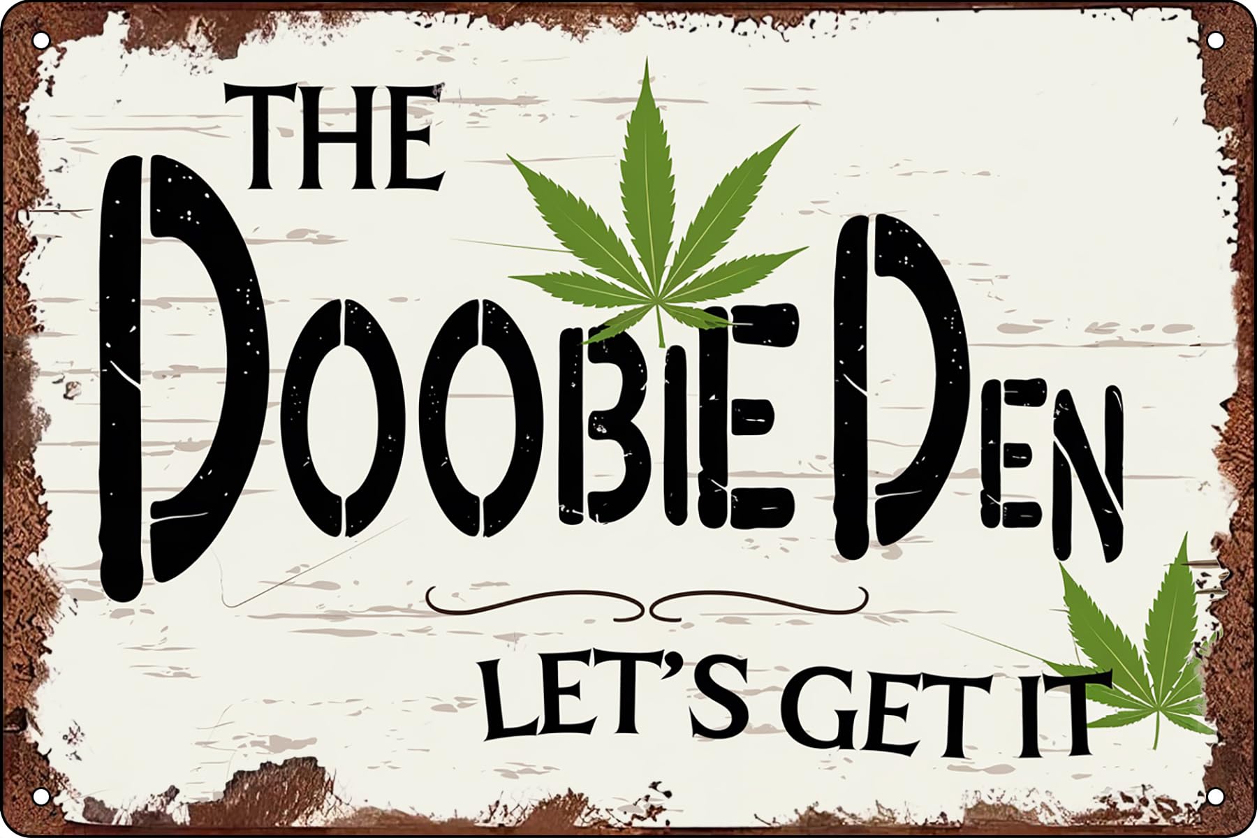 Funny Weed Vintage Metal Tin Signs The Doobie Den Let's Get Lit Sign for Home Bar Pub Cafe Farm Garden Garage Wall Decor 8x12 Inch