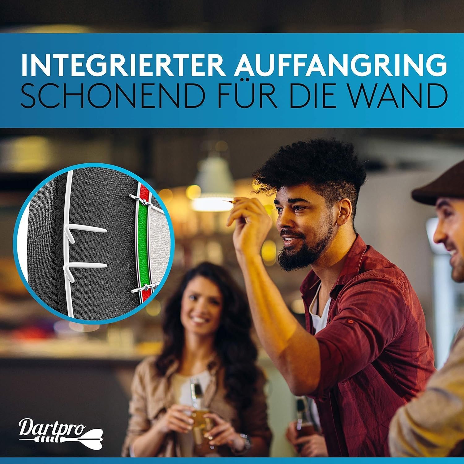 DartPro - DAS ORIGINAL - Dartscheibe mit Pfeilen - Profi Steeldartscheibe aus hochwertigstem Sisal - Dartboard inkl. Montageset - Dart Scheibe mit 6 Gratis Dartpfeilen