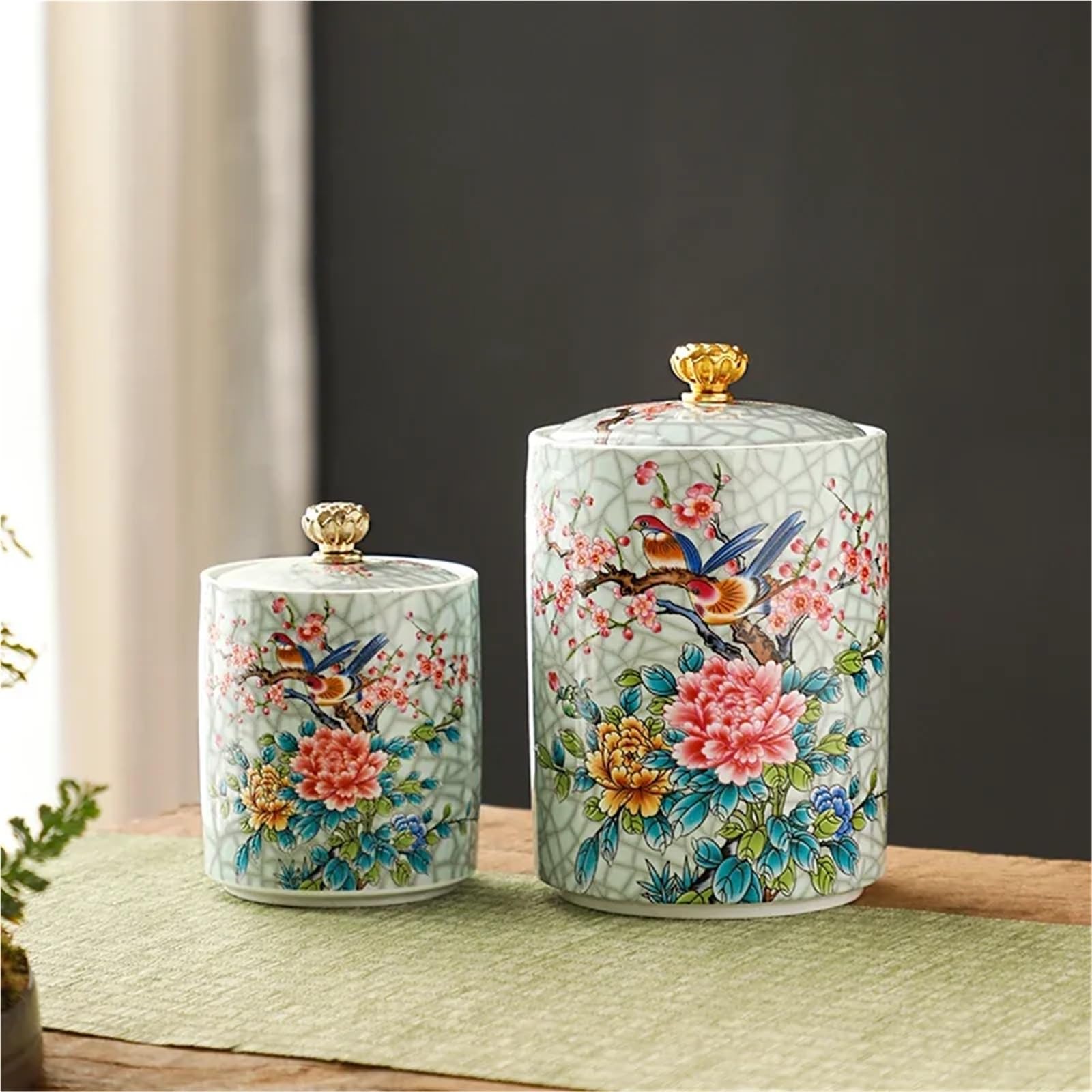 Lata De Té De Cerámica Recipiente de cerámica for almacenamiento té, recipiente latas con tapa hermética, tanque a prueba humedad
