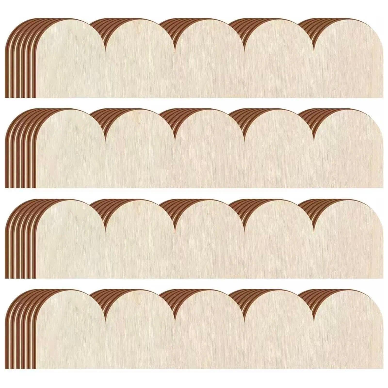24 Pack Scallop Trim,Wood Trim,Unfinished Basswood Scalloped Moulding, Wood Wave Edge Decorative Trims for DIY Cabinet,Window, Door, Mirror, Holiday Craft Decor,Home Wall Decor