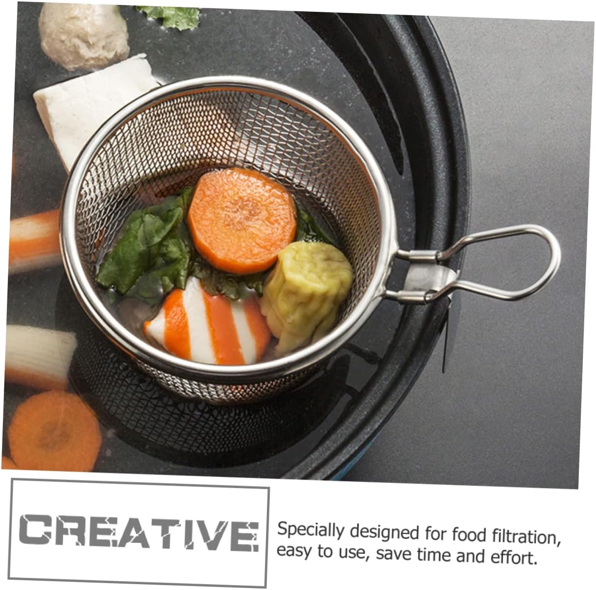 BESTOYARD 2-pack Mesh Pasta Baskets 6.10 X 4.33 X 5.51 in Stainless Steel Colander Filter for Noodles Vegetable Draining Frying and Food Filtration Kitchen Cooking Tool