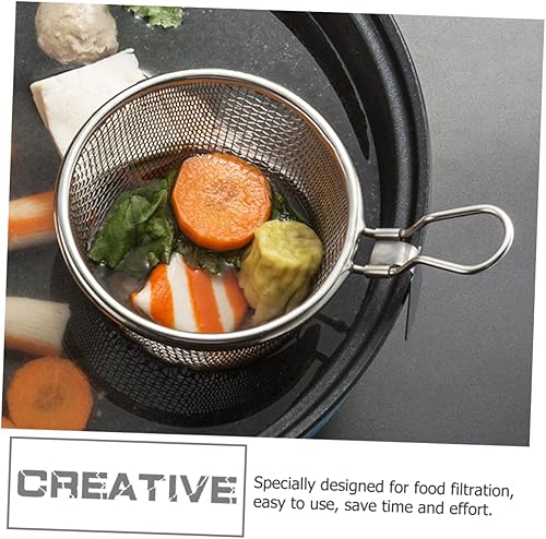 Miniatura 6 de Colador de acero inoxidable para freír, aceite de araña, colador de pasta ranurada, malla para pasta, cesta de cocina, fideos calientes, 2 uds