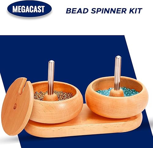 Miniatura 2 de MegaCast Kit giratorio de cuentas para hacer joyas, semillas de bricolaje, cuentas de arcilla, cuentas de cintura, pulseras con 2 cuencos y 2 agujas