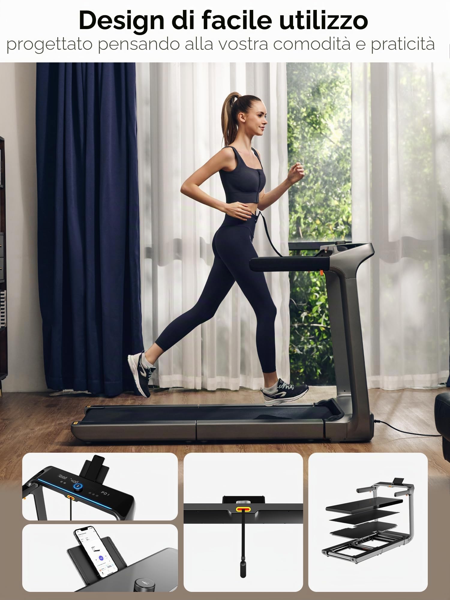 WalkingPad X218 Tappetino da Corsa Pieghevole 1-18 km/h, Walking Pad 51 cm x 140 cm per Casa e Ufficio, Tappetino da Corsa Supporta 136 kg con Display LED