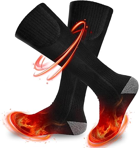 GGYD Calcetines térmicos para hombres y mujeres, calcetines térmicos recargables de 3.7 V 4000 mAh con 3 niveles de calefacción, calcetines